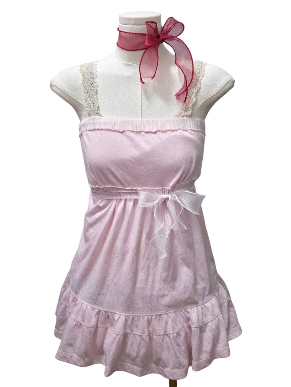 Abercrombie vintage babydoll light pink tube top/dress with added bow tie